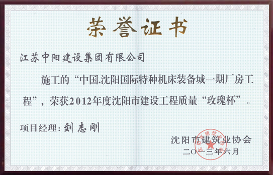 沈陽(yáng)市建設(shè)工程 玫瑰杯獎(jiǎng)