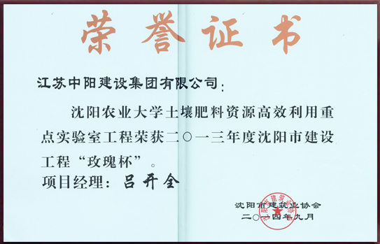 沈陽(yáng)市建設(shè)工程 玫瑰杯