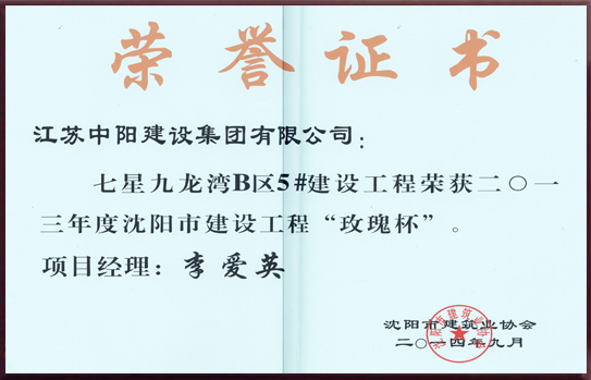 沈陽(yáng)市建設(shè)工程  玫瑰杯